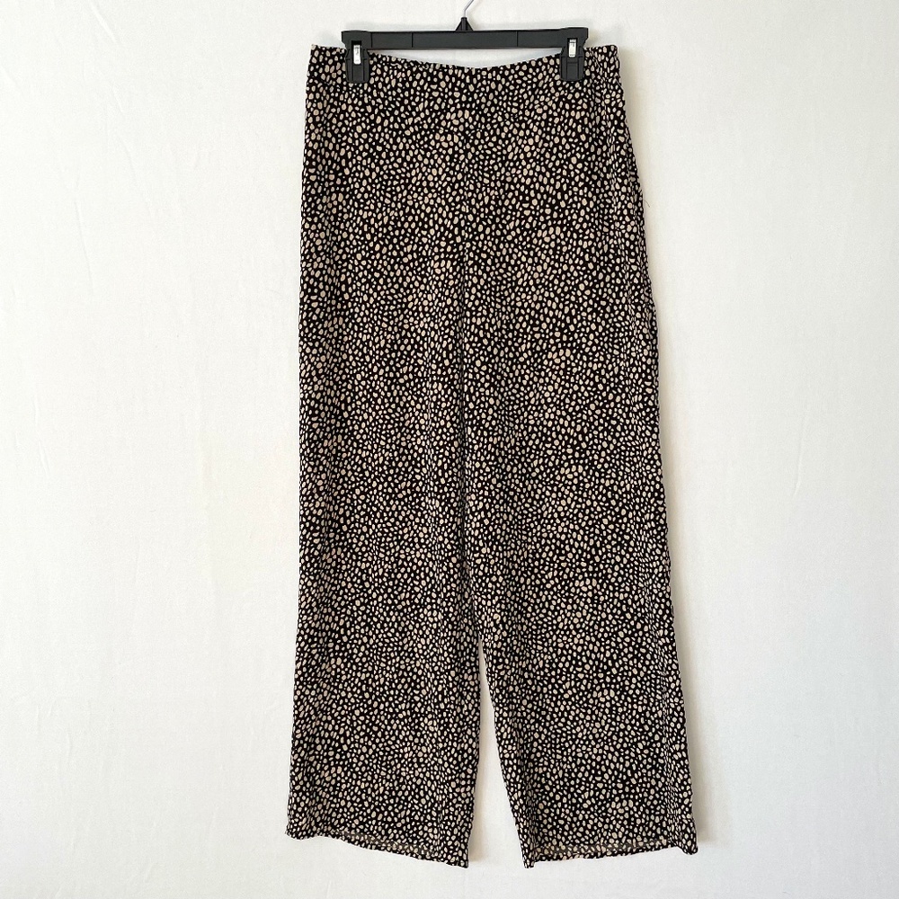 COLDWATER CREEK Women's Size 10 Wide Leg Palazzo Side Zip Pants Black & Tan